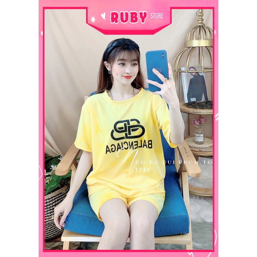 Đồ bộ thun đùi phom to cho nữ mặc nhà chất thun mềm mát loang màu dễ thương TP89