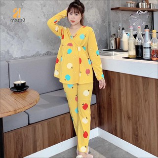 Đồ bộ bầu sau sinh 2mama dài tay dễ thương chất thun co giãn v03 - ảnh sản phẩm 7