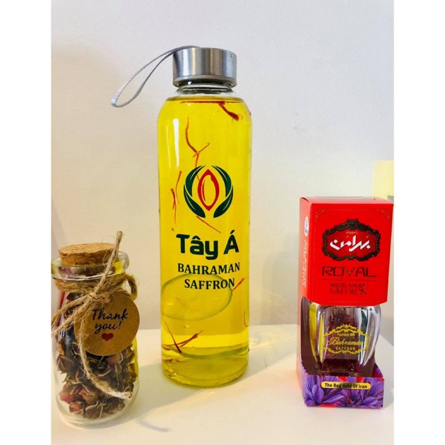 Chai thủy tinh 500ml có logo Tây Á có dây treo