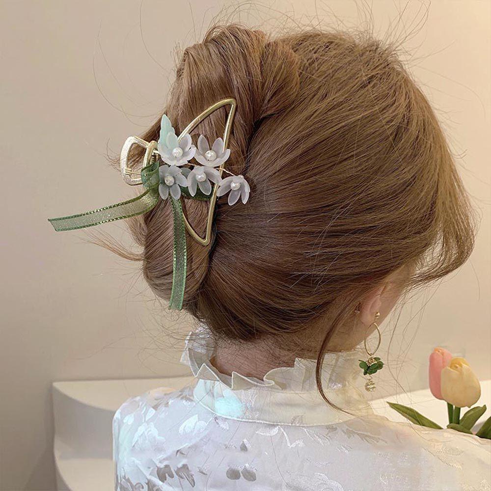 JARRED Kẹp Tóc Càng Cua Đính Nơ Họa Tiết Hình Học Phong Cách Trung Hoa Cổ Điển Dành Cho Bạn Nữ