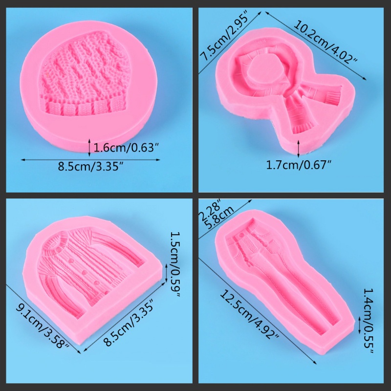 Khuôn Silicone Làm Xà Phòng / Sô Cô La Hình Áo Sweater / Nón / Quần Jean 3D DIY