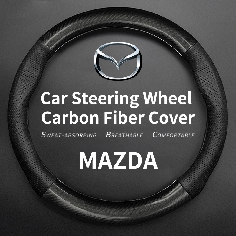Vỏ Bảo Vệ Vô Lăng Xe Hơi Mazda 2 3 CX5 CX30 CX8 CX3 Mazda2 6 5 BT50 Bằng Sợi Carbon Thoáng Khí