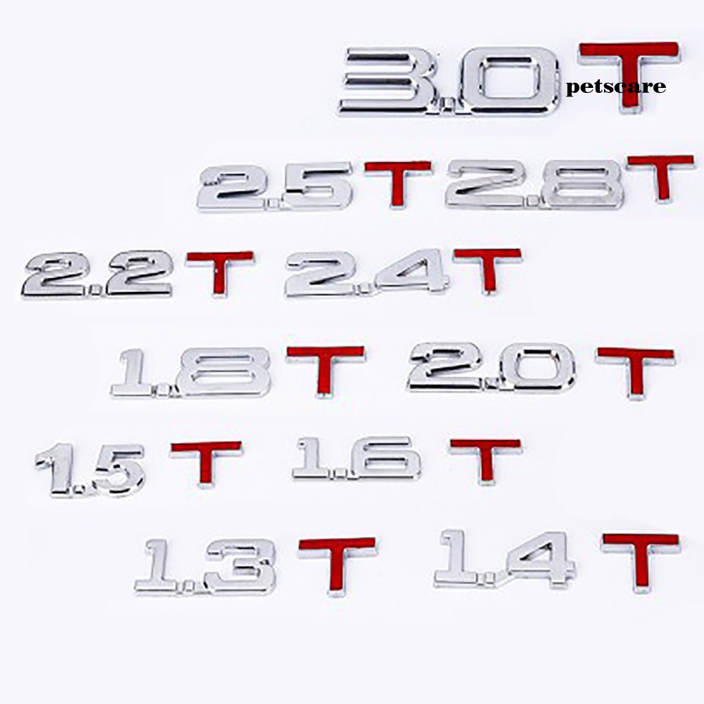 Miếng dán logo 3d bằng kim loại hình chữ số 1.6 1.8 2.0 3.0 T cho xe hơi
