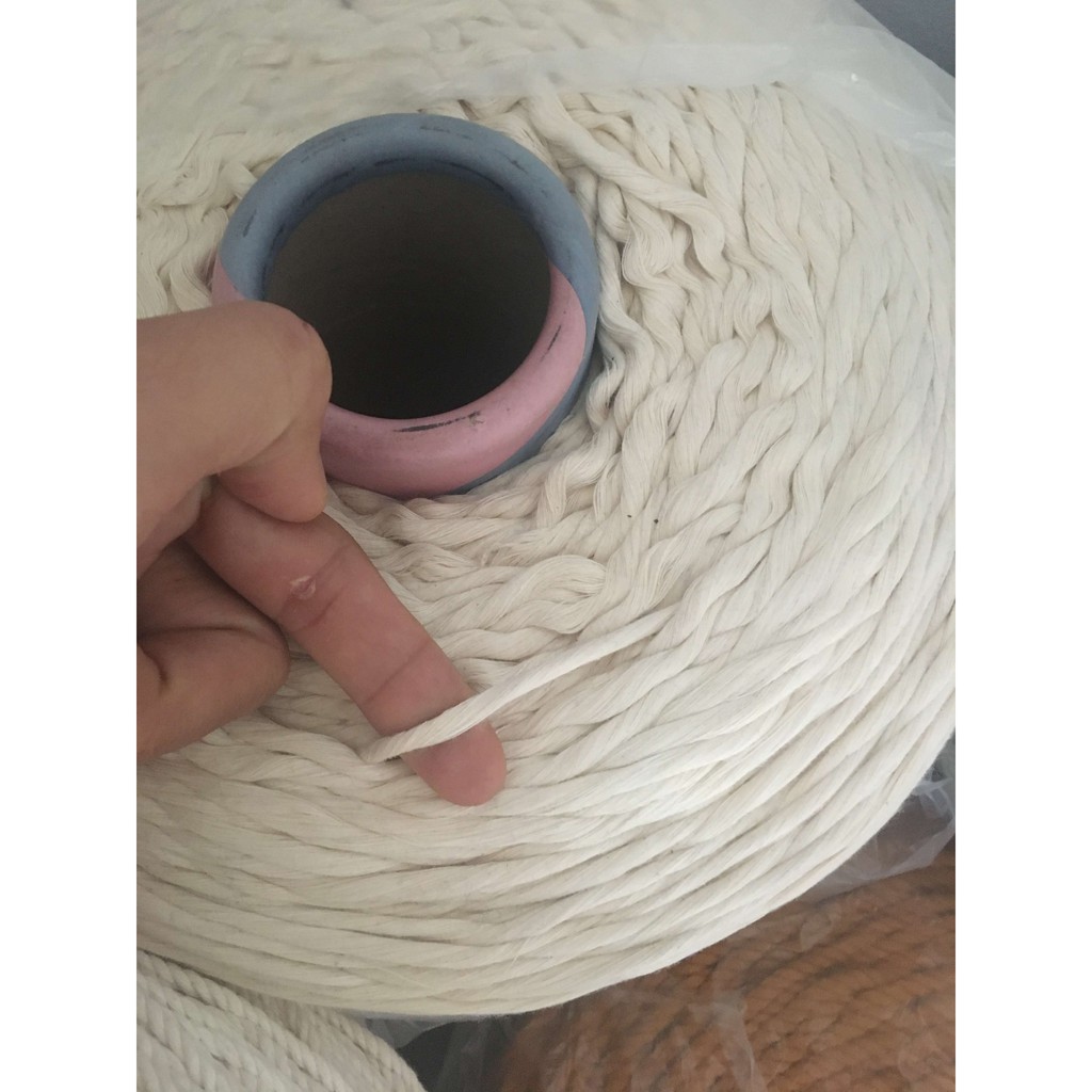 Dây thừng macrame 1 xoắn 4mm màu ngà trang trí - macrame không xoắn màu be