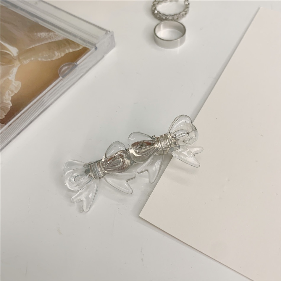 Kẹp tóc mỏ vịt đính một nơ/ hai nơ tuỳ chọn thiết kế đơn giản dễ thương cho nữ