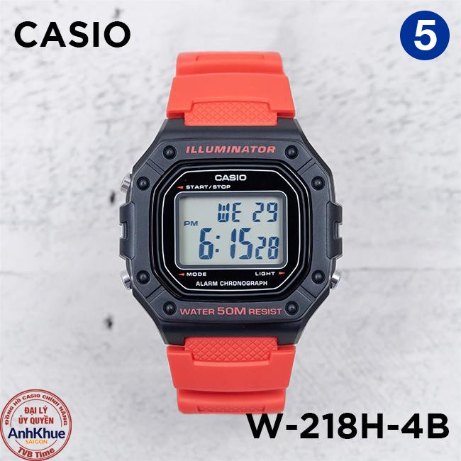 Đồng hồ nam dây nhựa Casio Standard chính hãng Anh Khuê W-218 Series