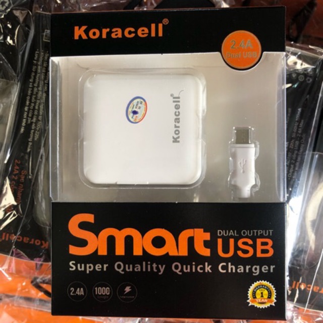 V8- Sạc Koracell 2.4A Micro USB 2 cổng USB thumbnail