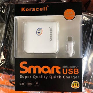 V8-Bộ Sạc nhanh Koracell 2.4A chuôi Micro có 2 cổng USB Chính Hãng, bảo