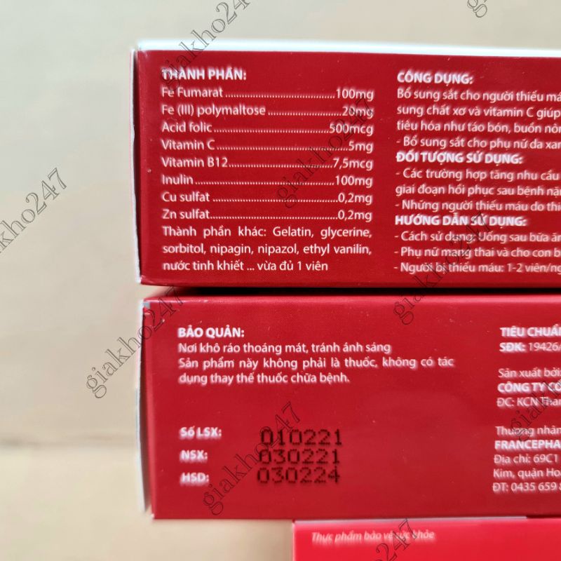 Fefovit Nano Bổ Sung Sắt, Tăng Cường Lưu Thông Máu Cho Phụ Nữ Mang Thai Hộp 30 viên