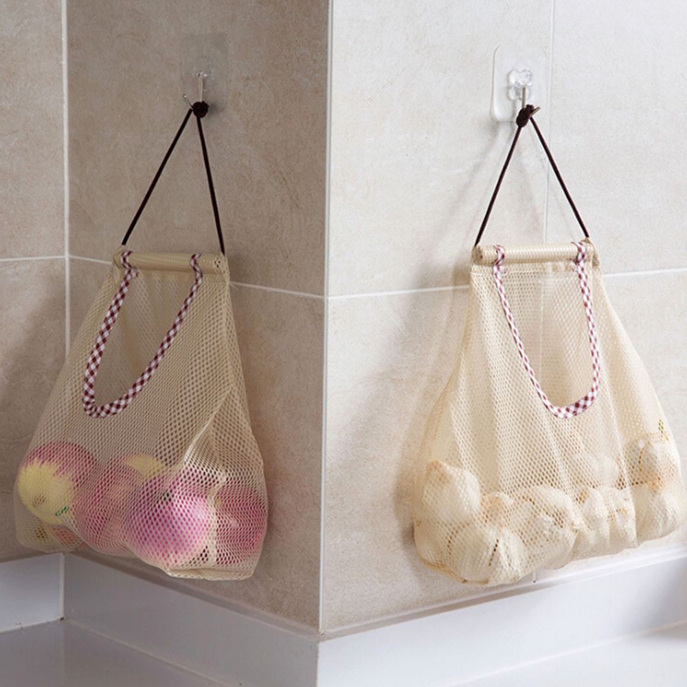 SJJL Túi lưới polyester đựng hành tỏi cho nhà bếp có thể tái sử dụng