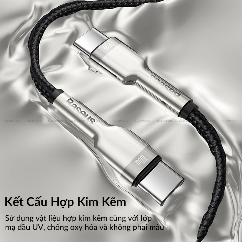 Dây Sạc Nhanh 100w Baseus Cloverb Đường Truyền Ổn Định Dây Bện Nylon Chống Đứt Gãy Cho Laptop Samsung Xiaomi Huawei Oppo