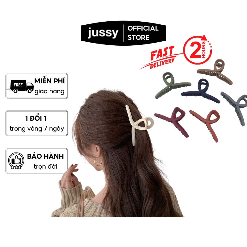 Kẹp Tóc Càng Cua Nhựa Loại Chéo Jussy Fashion Kiểu Kẹp Tóc Hàn Quốc Kích Thước 11cm Nhiều Màu Ngẫu Nhiên
