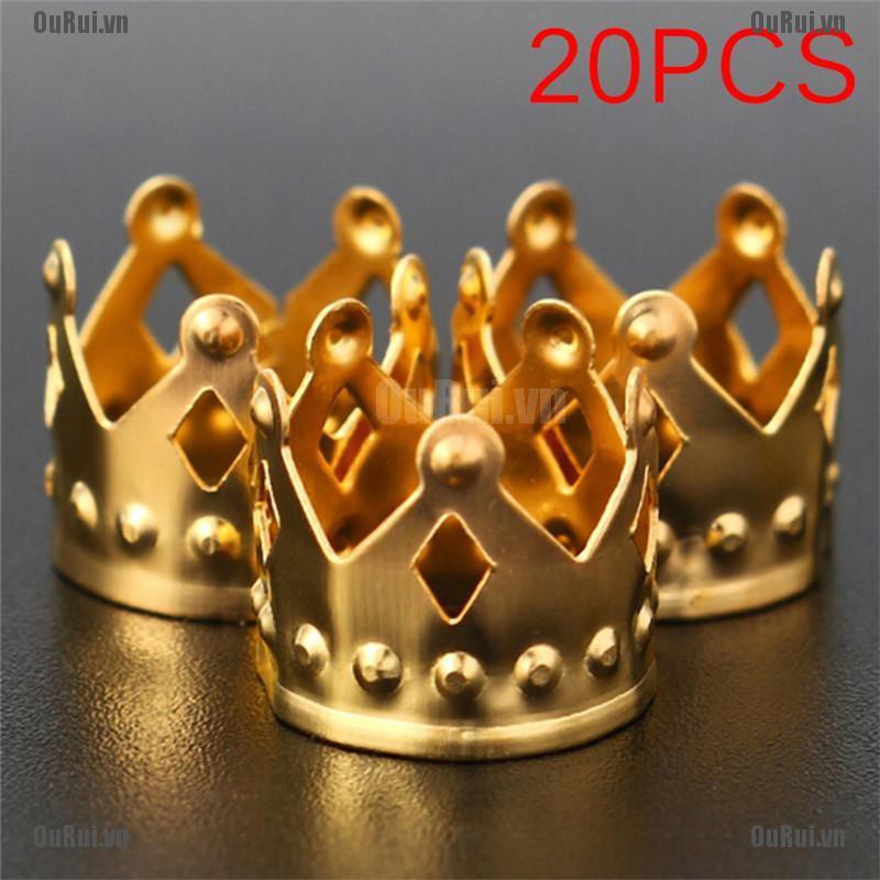 (FCC) Set 20 Kẹp Tóc Hình Vương Miện Màu Vàng / Bạc Có Thể Điều Chỉnh Kích Cỡ