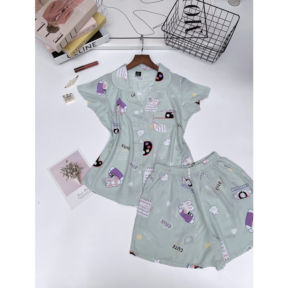 Pijama đùi chất tole lanh hàng VNXK