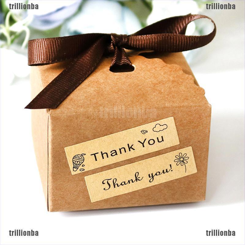 （trillionba）120pcs Kraft Thank You Stickers Creative Handmade Craft Envelope Sealing Labels