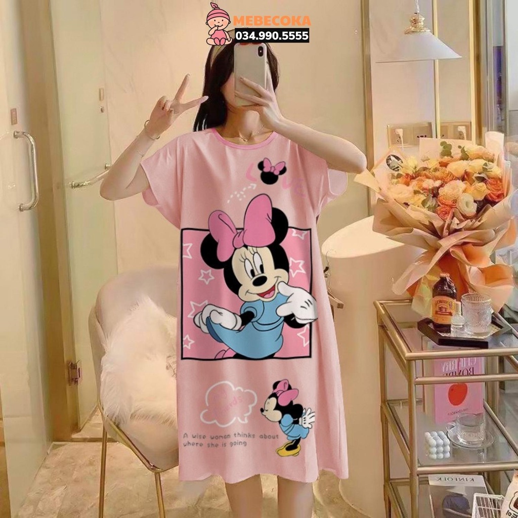 Váy ngủ nữ mặc nhà cộc tay nhiều họa tiết vô cùng đáng yêu, hàng loại 1
