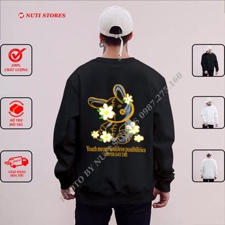 Áo sweater nỉ nam nữ , áo nỉ dài tay basic sweater Gấu teddy never say die