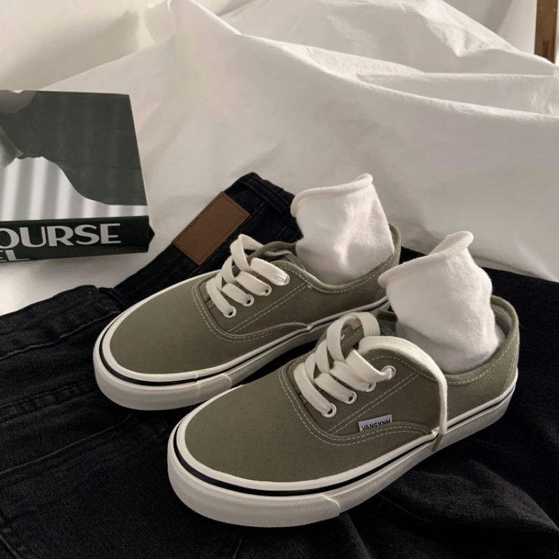 Giày thể thao ulzzang đế bằng màu xanh rêu