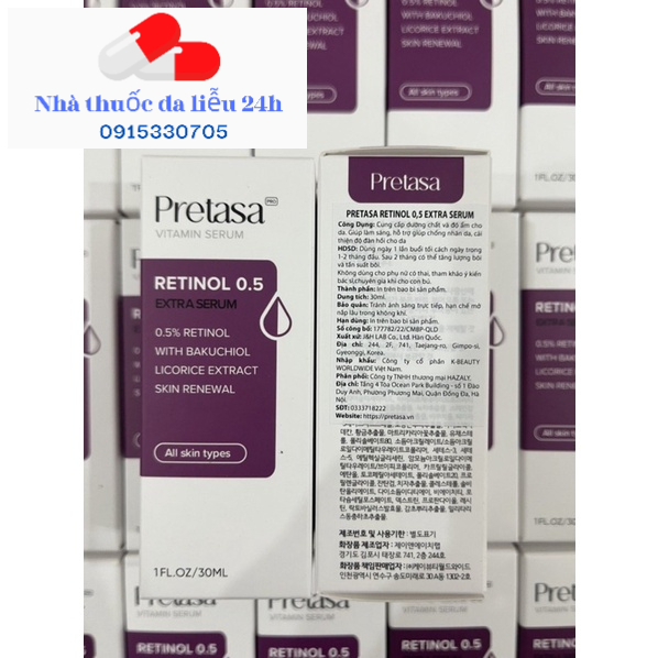 Serum Retinol 0,5 Pretasa chống lão hóa, hỗ trợ kiểm soát mụn - PRETASA RETINOL 0,5 EXTRA SERUM - Nhà thuốc da liễu 24h