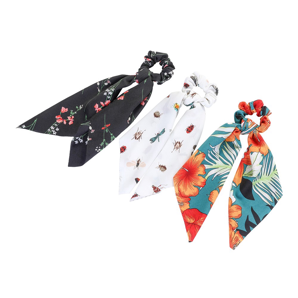 Dây buộc tóc bằng vải in họa tiết dễ thương xinh xắn phong cách thời trang Hàn Quốc