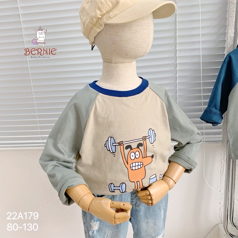 Áo thun dài tay zaclang hoạt hình, áo thu đông Bernie chất cotton bé trai