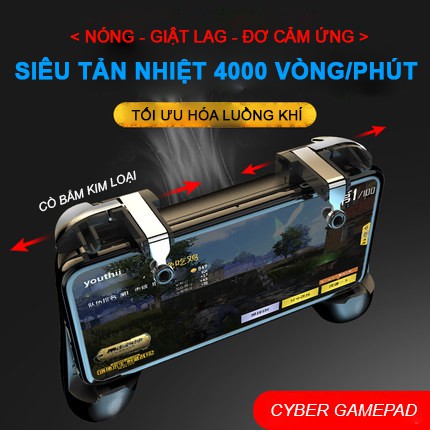 Tay chơi game cho điện thoại có quạt tản nhiệt Cyber GamePad 2000mAh - HanruiOffical