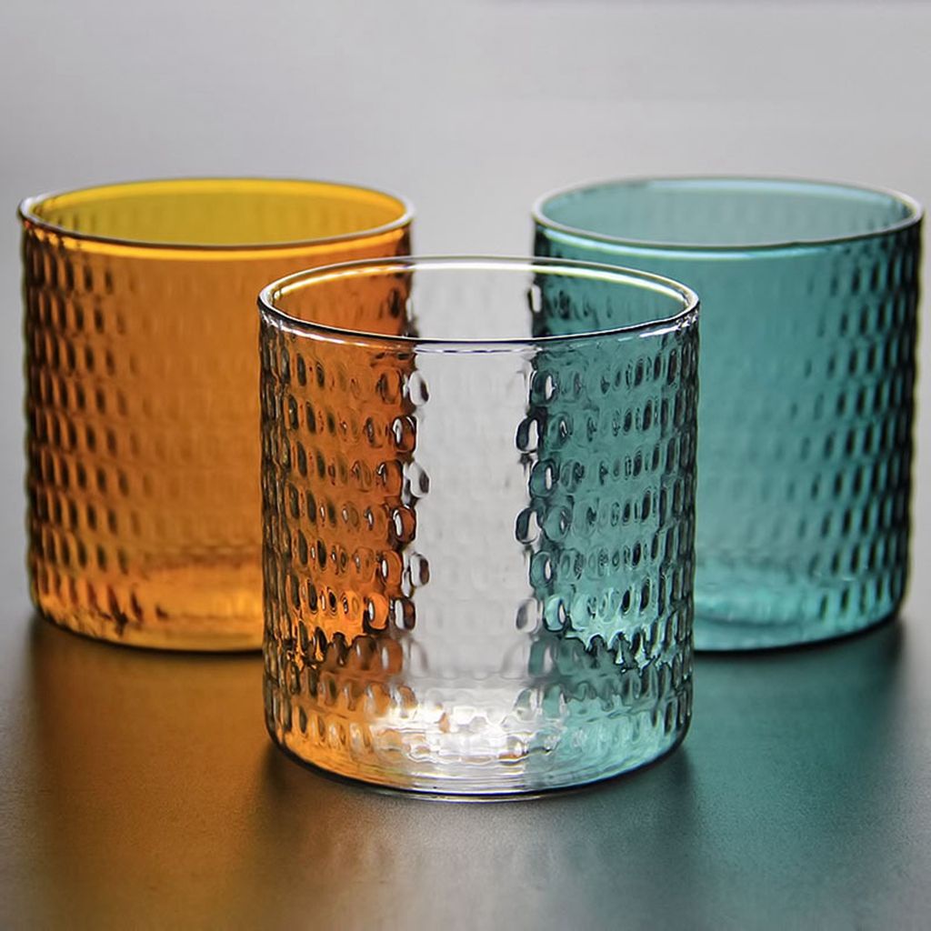 YIYU 1 cốc thủy tinh trong suốt 200ml họa tiết chấm bi phong cách vintage