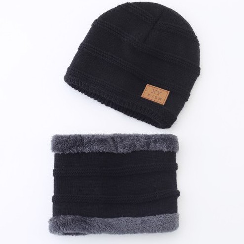 Mũ len cho bé trai hàn quốc kèm khăn quàng cổ YUDA nón len cho bé trùm đầu mùa đông giữ ấm tốt