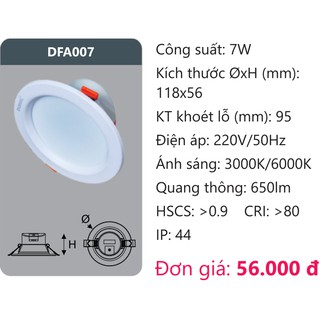 Combo 10 bóng đèn led downlight tán quang-chiều sâu 7w duhal dfa007