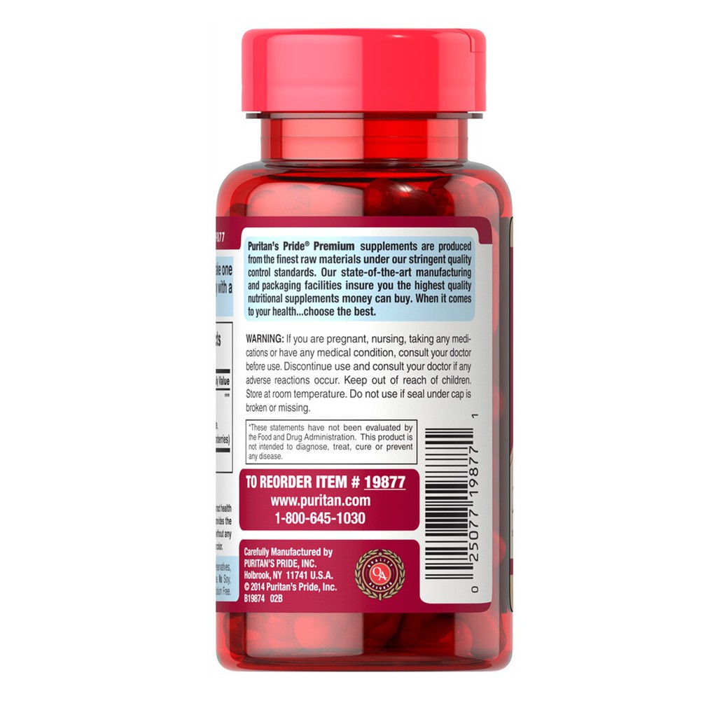 Viên uống ngừa viêm tiết niệu, tiểu đêm, tiểu dắt, hỗ trợ tim mạch quả việt quất Cranberry Puritan's Pride 60 viên | BigBuy360 - bigbuy360.vn