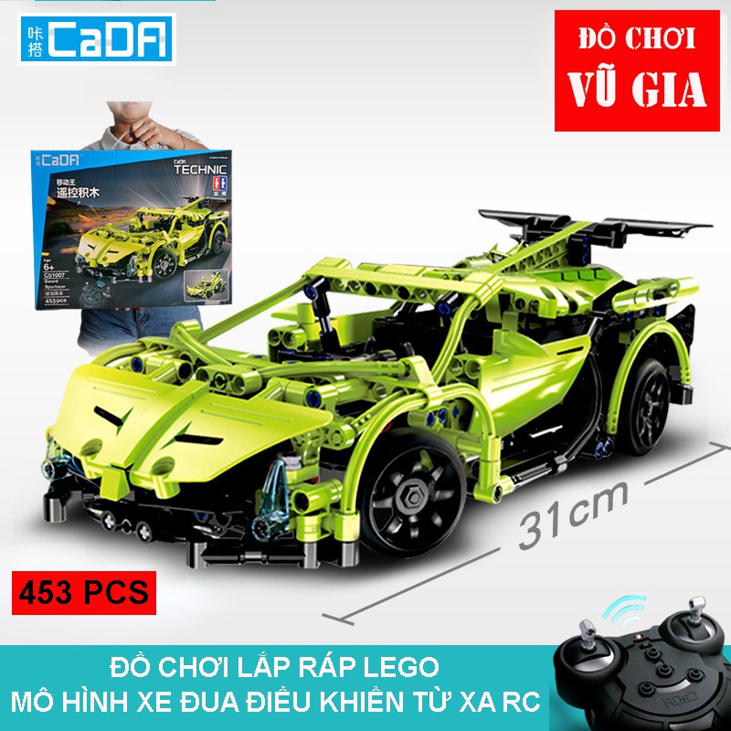 [Hàng Chính Hãng] Bộ Đồ Chơi Xếp Hình CaDA C51007 Lắp Ráp LEGO Mô Hình Siêu Xe Điều Khiển Từ Xa 453 Mảnh Ghép