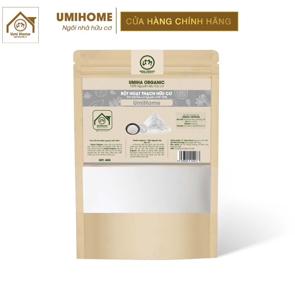 Bột Hoạt Thạch đắp mặt nạ hữu cơ UMIHOME nguyên chất 40g | Talc powder 100% Organic