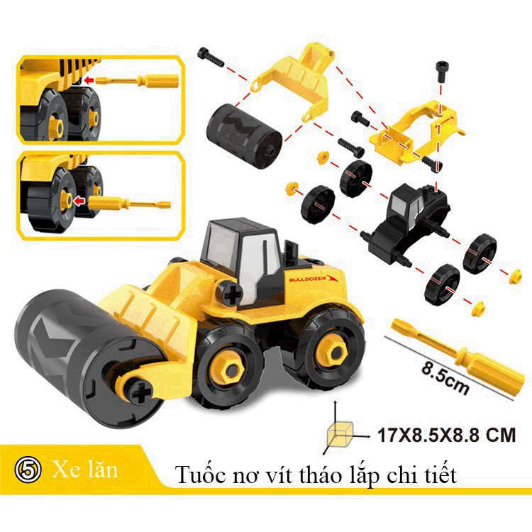 NH28 DXV Xe ô tô đồ chơi bộ 6 xe Dự án mô hình mang lắp ráp kèm hộp chứa, nhựa ABS an toàn [Bảo hành 6 tháng] 12