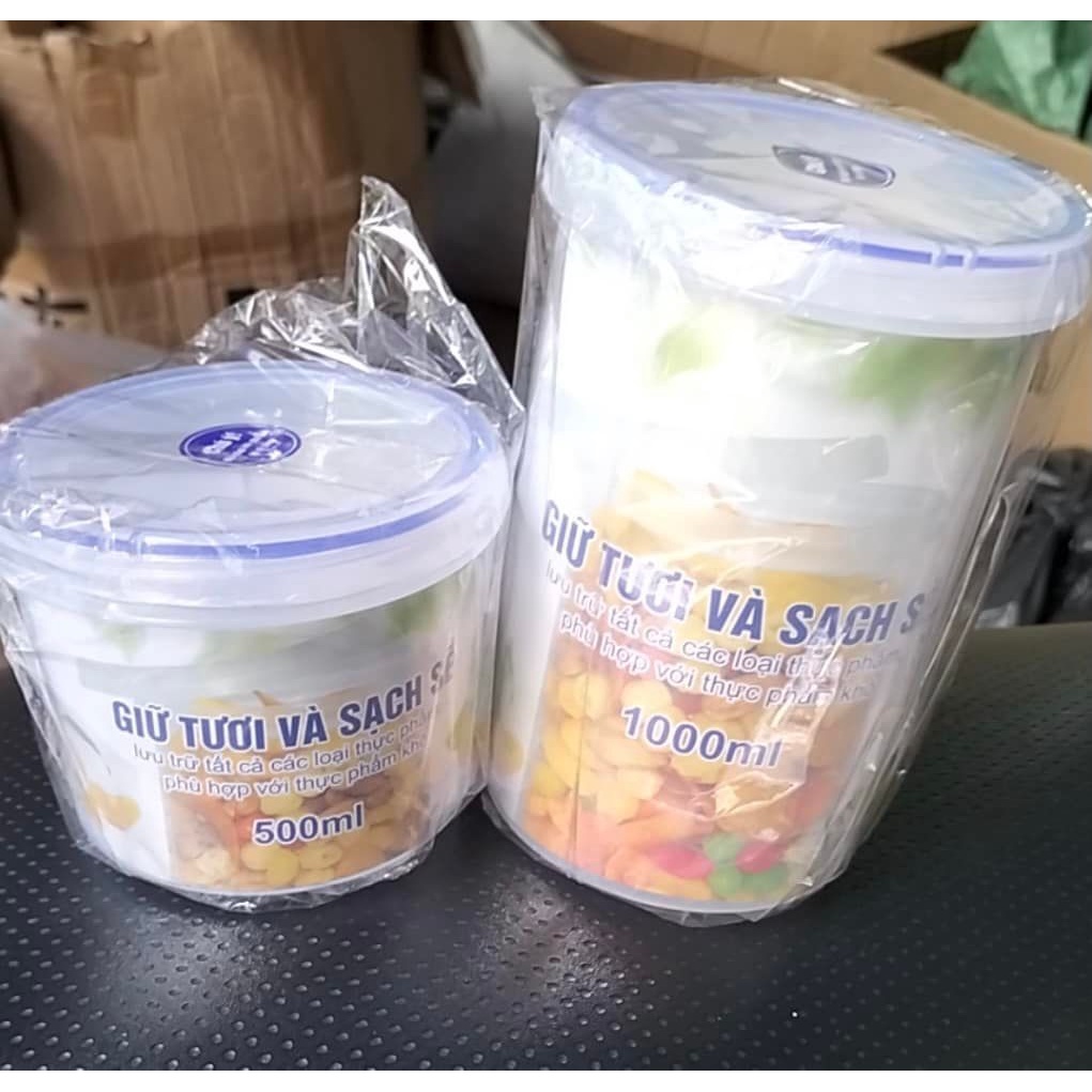 Hộp đựng bảo quản thực phẩm 500ml 2512 Song Long  gioăng kính dùng được trong tủ lạnh, lò vi sóng và máy rửa bát