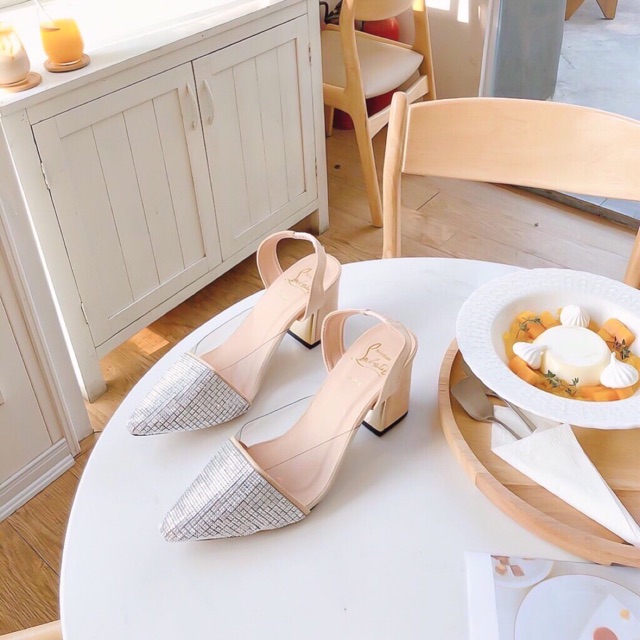 Slingback Mũi đá 7cm 2 màu