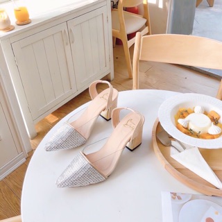 Slingback Mũi đá 7cm 2 màu