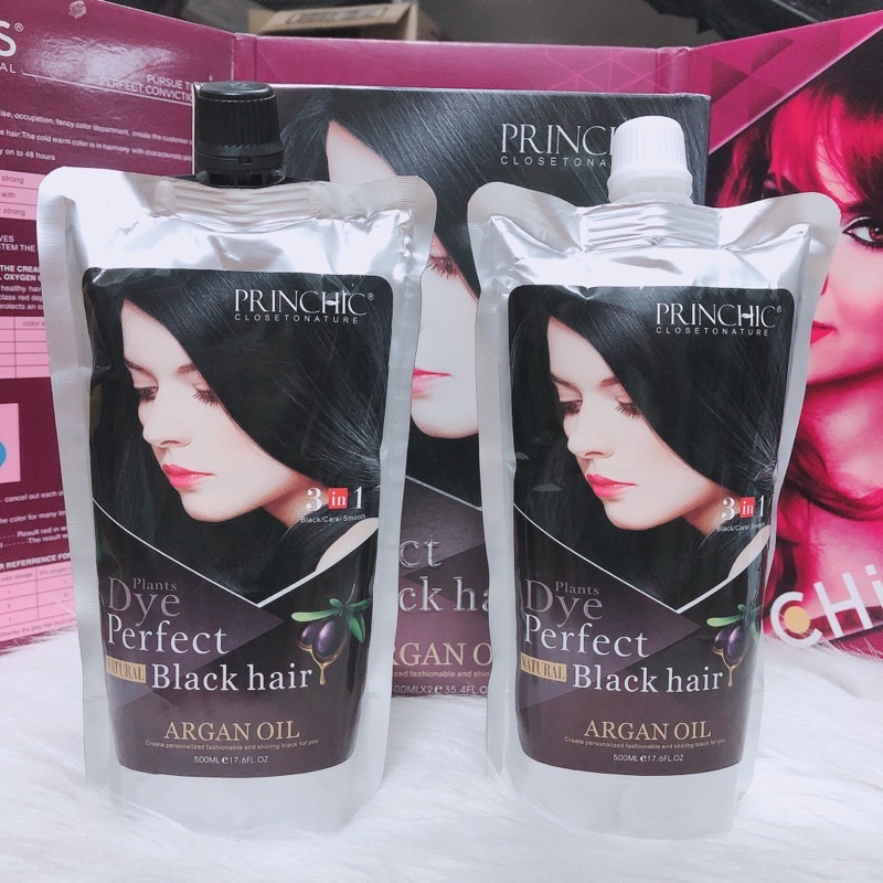 Nhuộm đen tóc phủ bạc princhic không dính da đầu 500mlx2