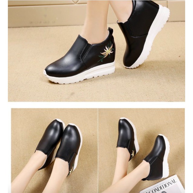 Giày Slip on độn 7p siêu mềm siêu nhẹ 3 màu đen ,trắng ,bạc | BigBuy360 - bigbuy360.vn