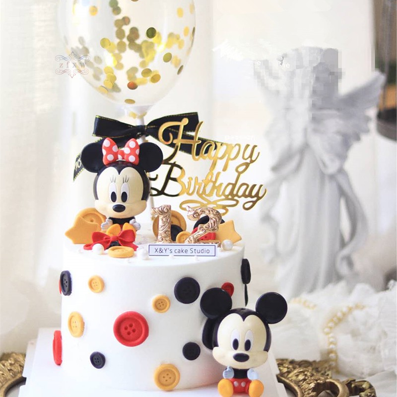 VN Set 2 Mô Hình Chuột Mickey Trang Trí Bánh Sinh Nhật