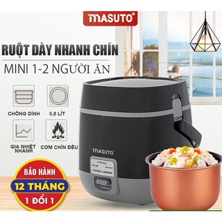 Nồi cơm điện mini Masuto dung tích 1,2 lít thích hợp cho 1-2 người, nồi nấu cháo cho bé ăn dặm