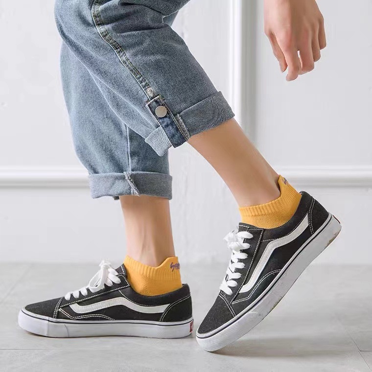 Vớ Cotton Cổ Thấp Thoáng Khí Thêu Họa Tiết Màu Sắc Đơn Giản Thời Trang Mùa Hè Cho Nam