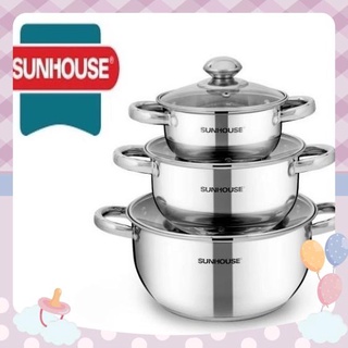 Bộ Nồi 3 Đáy Cao Cấp Bếp Từ Sunhouse SH339 TIỆN DỤNG HÀNG MỚI