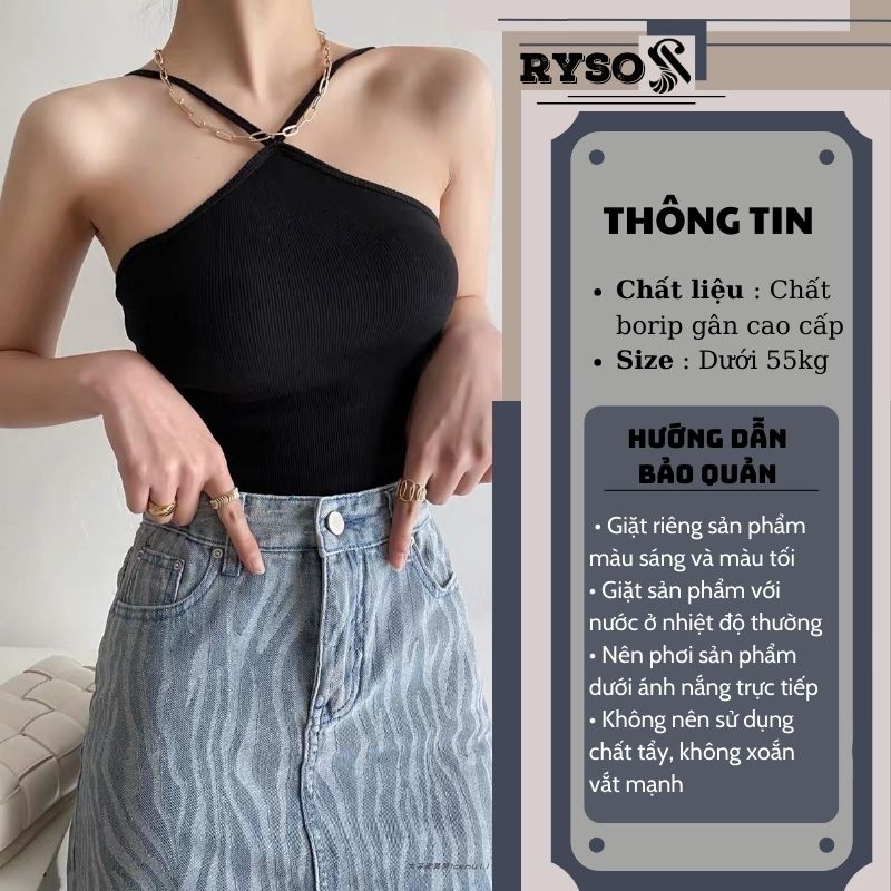 Áo croptop kiểu cổ yếm, Áo dây Đắp Chéo, Yếm 2 dây chéo Mảnh nữ Thun Gân