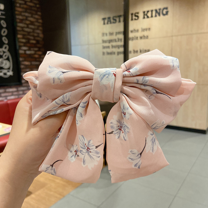 Kẹp Tóc Hình Nơ Họa Tiết Hoa Thời Trang Nữ Dễ Thương