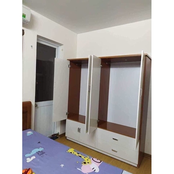 Tủ nhựa Đài Loan 4 cánh cao cấp, luồn lõi bản lề nhựa chính hãng, tủ gia đình chịu lực tốt