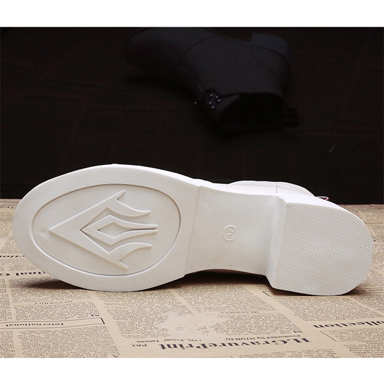 Giày bốt Martin phong cách Anh quốc cổ cao 6cm đính đá Dây kéo phía trước | BigBuy360 - bigbuy360.vn