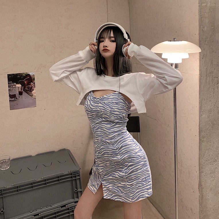 Xiaozhainv Áo Sweater + Đầm Họa Tiết Da Beo Độc Đáo Thời Thượng Dành Cho Nữ | BigBuy360 - bigbuy360.vn