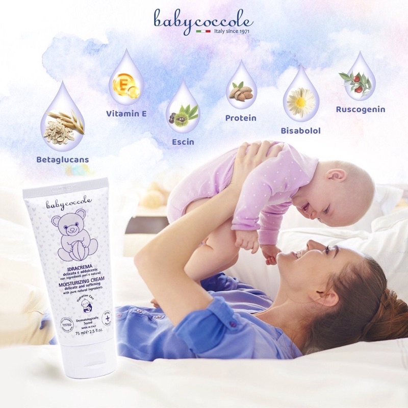 Kem dưỡng ẩm Babycoccole 0M+ cho em bé chiết xuất hạnh nhân 75ml