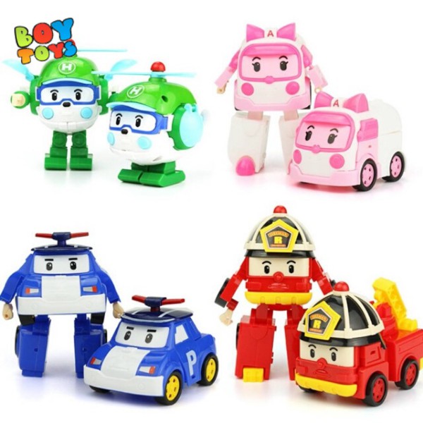 [Mã LIFEXANH24 giảm 10% đơn 99K] Hộp đồ chơi biệt đội 4 xe Robocar Poli biến hình 2 trong 1