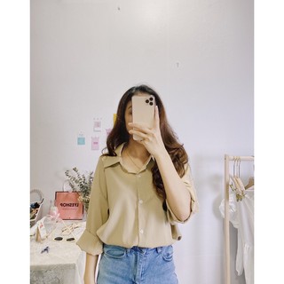 Áo so mi chất thô lụa Hàn Quốc không nhăn dáng rộng form cánh dơi